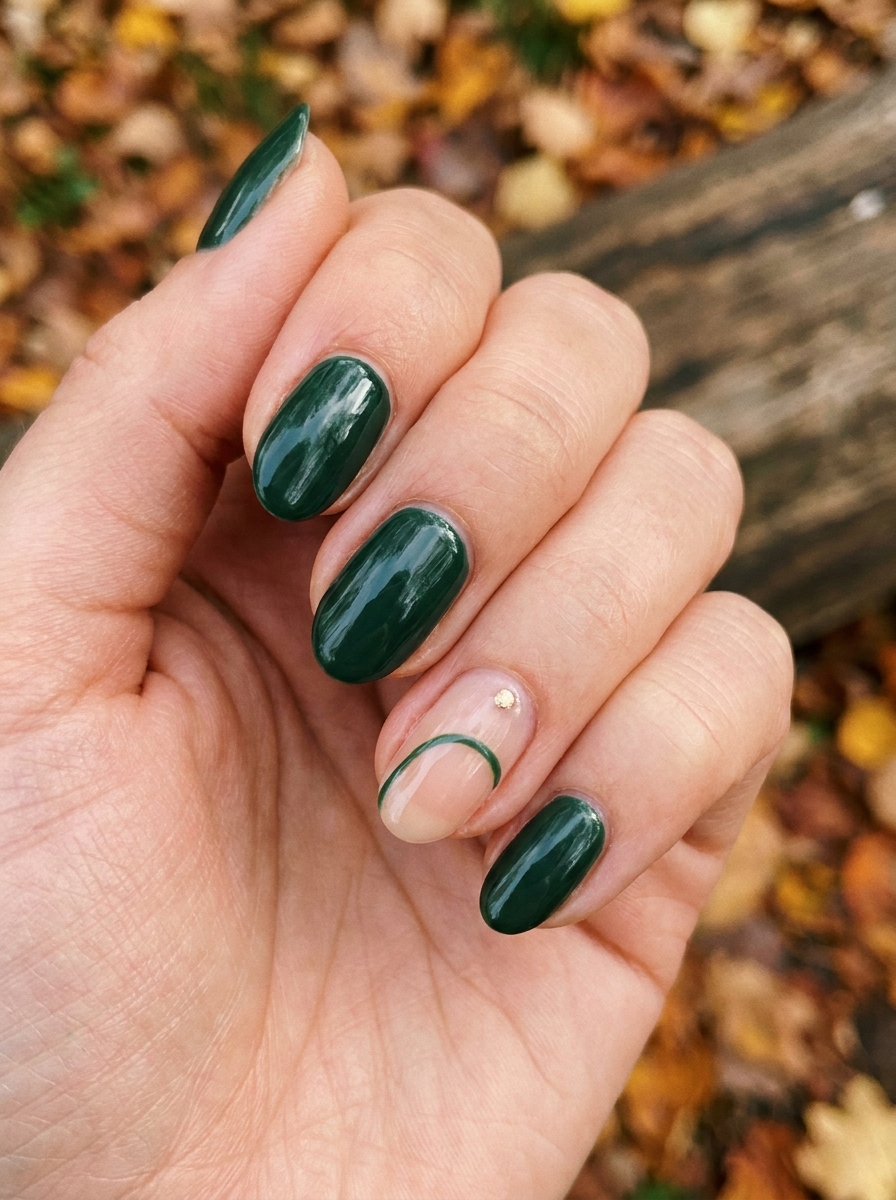 Forest Green & Gold Nailart als Nailart Herbst Ideen Inspiration 2026